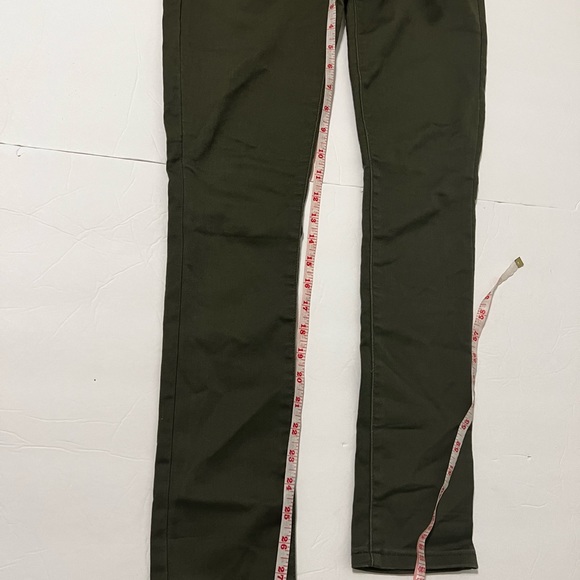 Refuge Jeans Women Size 2 Mid Rise Skinny Green Denim Three Front Buttons - Picture 5 of 11